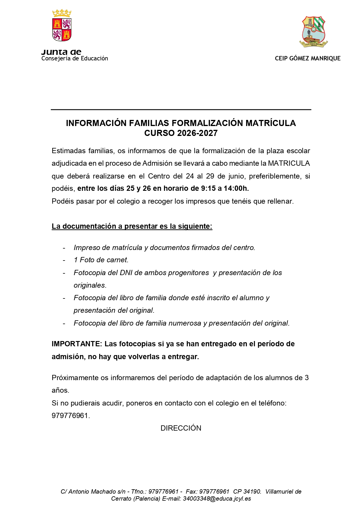 info matricula